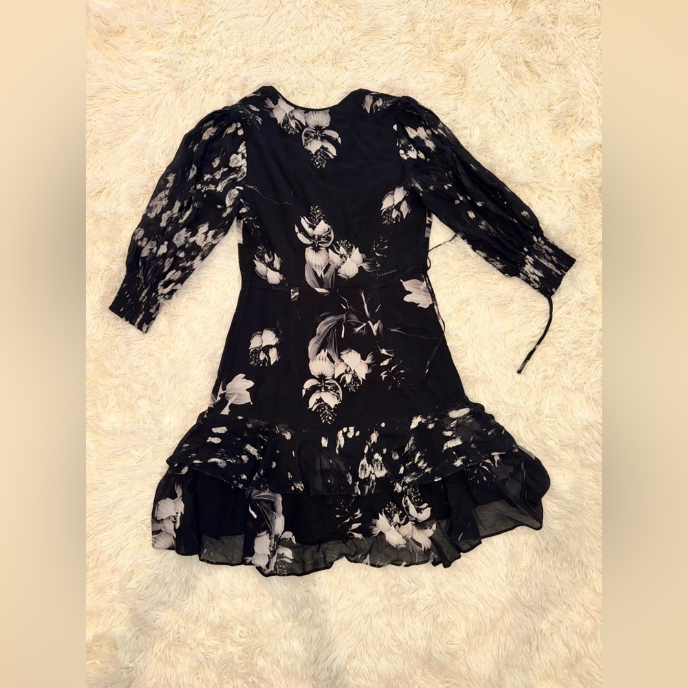 NEW AllSaints Ari Pauline Floral Print Faux Wrap Dress sz 0 - Picture 8 of 9
